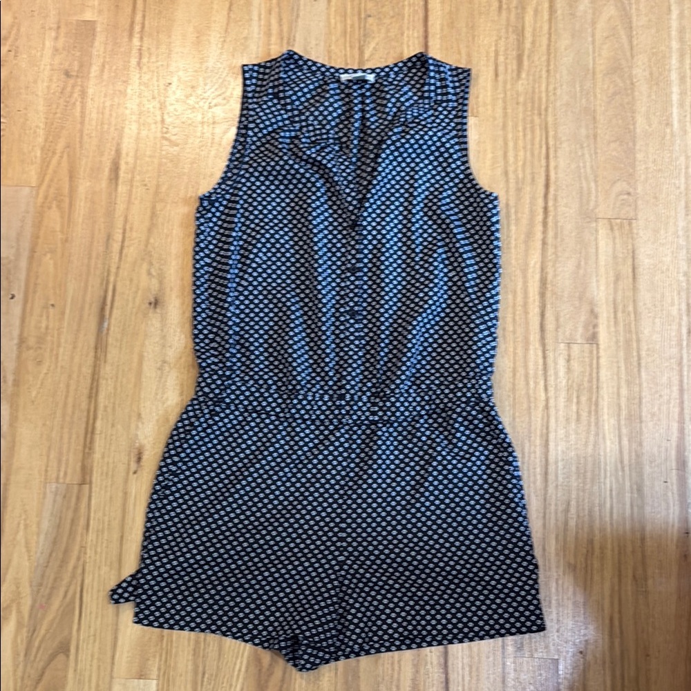 LOFT Black and White Floral Romper